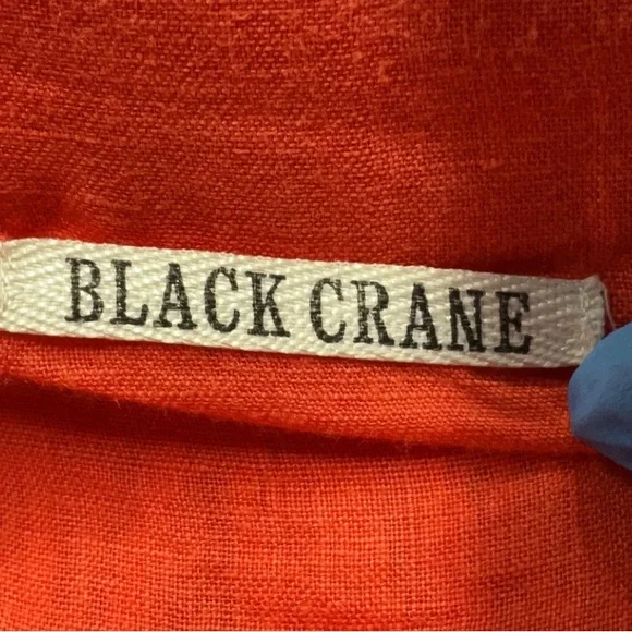Black Crane Sleeveless High Low Maxi Dress Flax Linen Orange Paprika XS - Picture 9 of 12